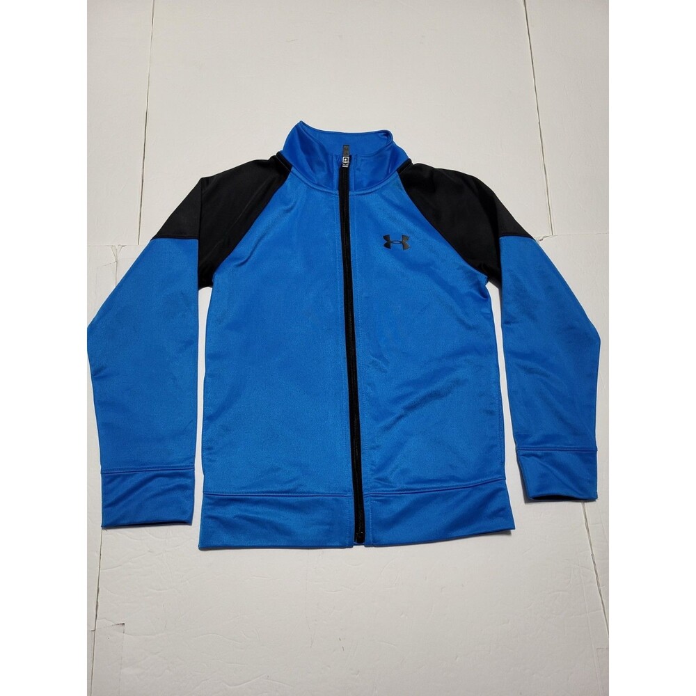 (#L6) Under Armour Jacket Boys Size 7 Blue Black Colorblock Full Zip